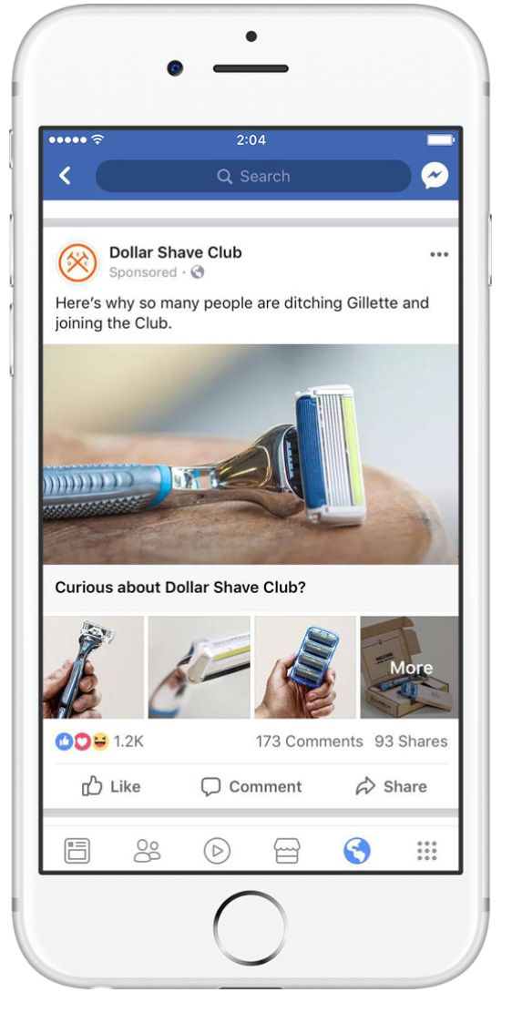 Facebook annonsering från Dollar Shave Club