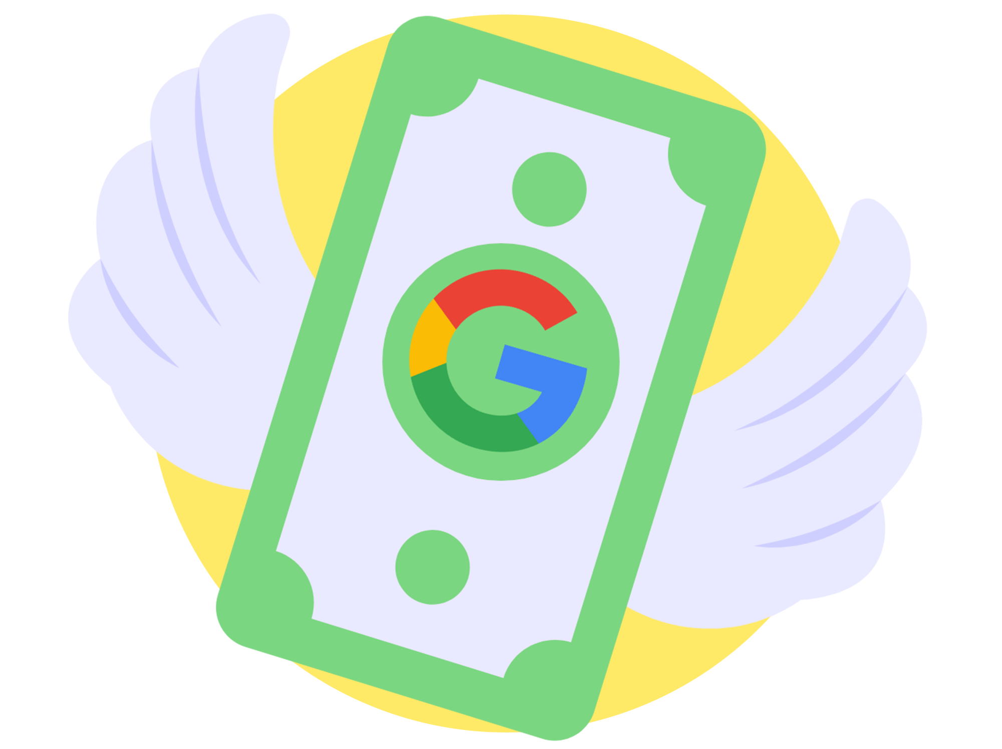 Pengar som flyger med Google logotyp